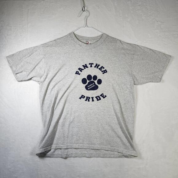 Vtg Franklin Regional Panther Pride Tee XL Jerzees USA 50/50 Gray Paw Print - Picture 1 of 7